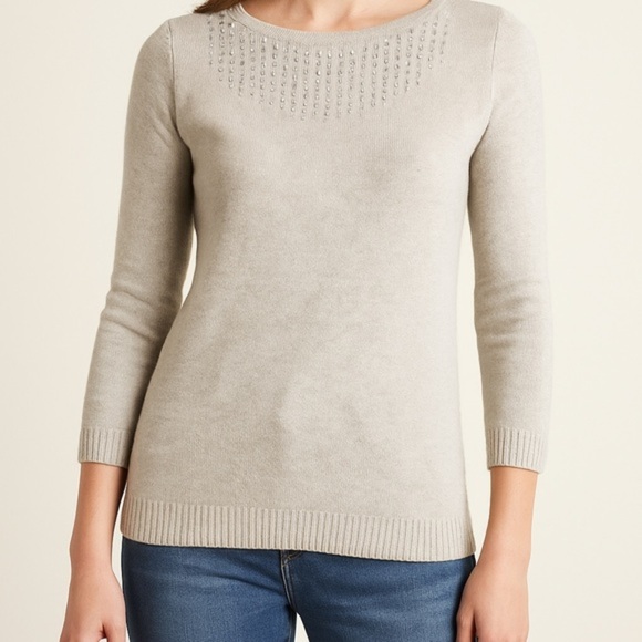Style & Co. Sweaters - Style & Co. Light Gray Crew Neck Sweater
